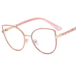 56590 Myopia Glasses For Woman Large Size Women's Reading Glasses Cat's Eye Pink Spectacle Frame Anti Blue Computer Glasses