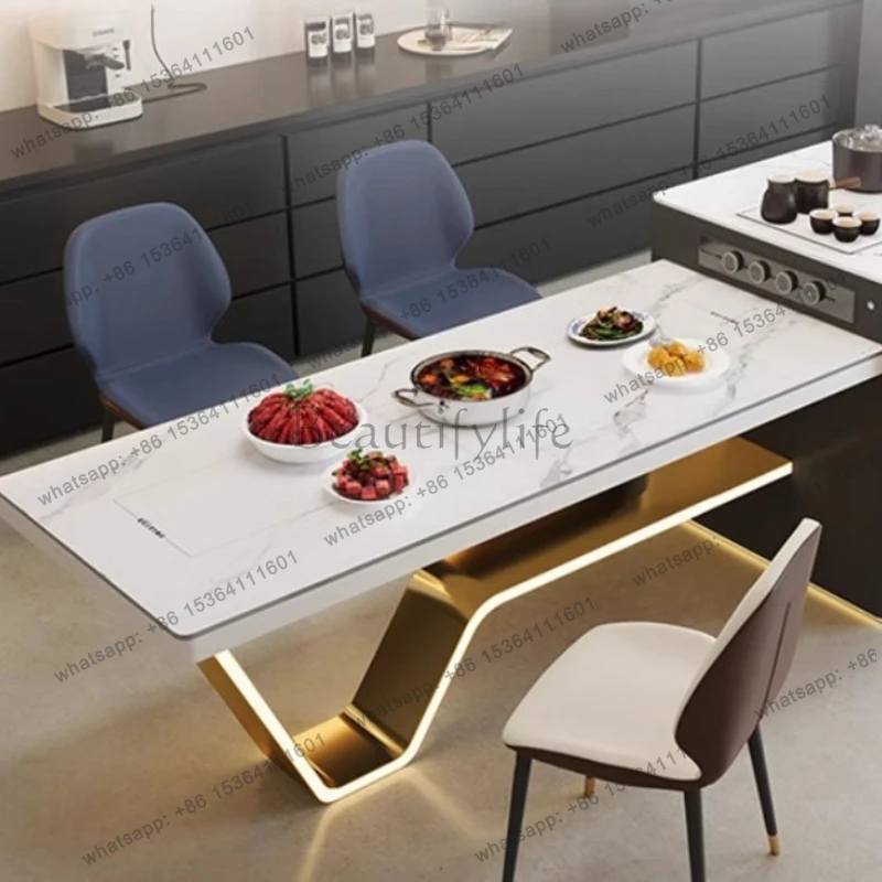 Glass Center Dining Table Modern Dressing Extending Luxury Picnic Dining Table Garden Conference Mesas De Jantar Salon Furniture
