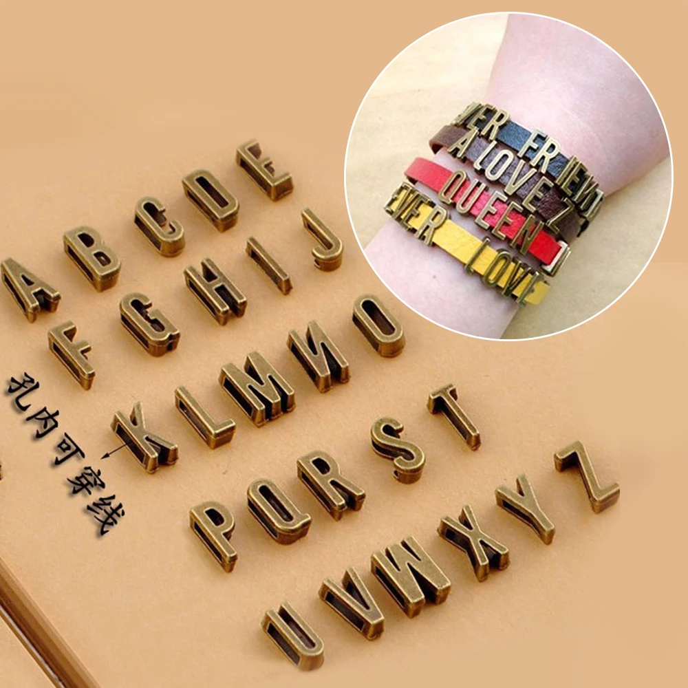 20/26pcs Antique Bronze Alphabet Charms A-Z Letter Charm Bead for Jewelry Pendant DIY Necklace Bracelet Making Accessories