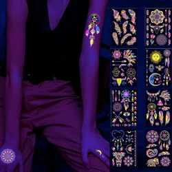 Luminous UV Light Temporary Tattoo Sticker Arm Face Glowing Tattoo Body Art Tattoo Party Night Bar False Tattoos