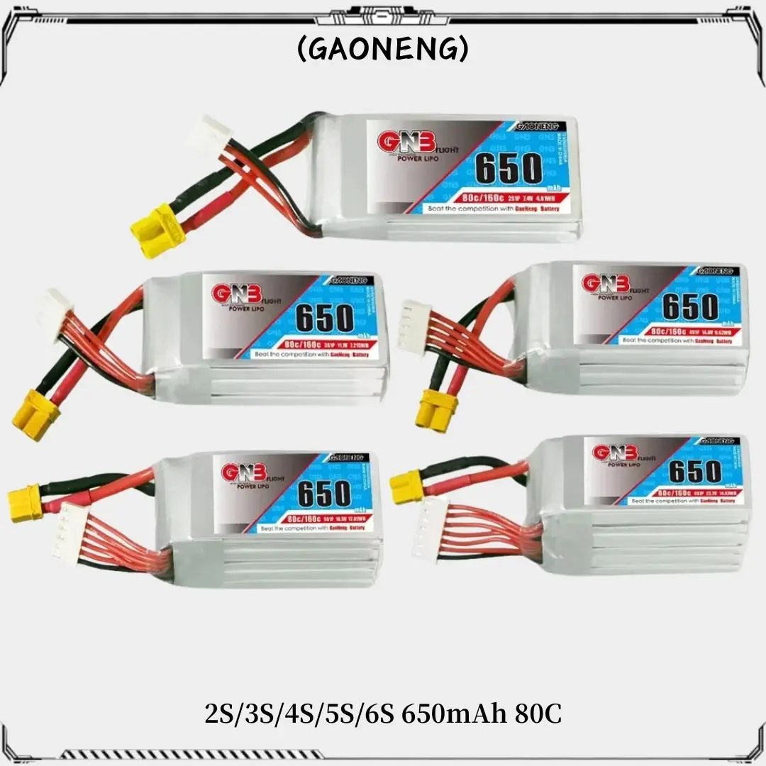 Gaoneng GNB 650mAh 2S/3S/4S/5S/6S （7.4V-22.2V）80C Lipo Battery With XT30 Plug for RC Car Boat Helicopter Quadcopter