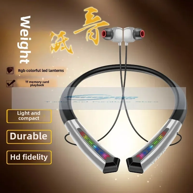 

Dual Bass Stereo Bluetooth Earphones, Collar style Wireless Bluetooth Music Gaming Voice Earphones