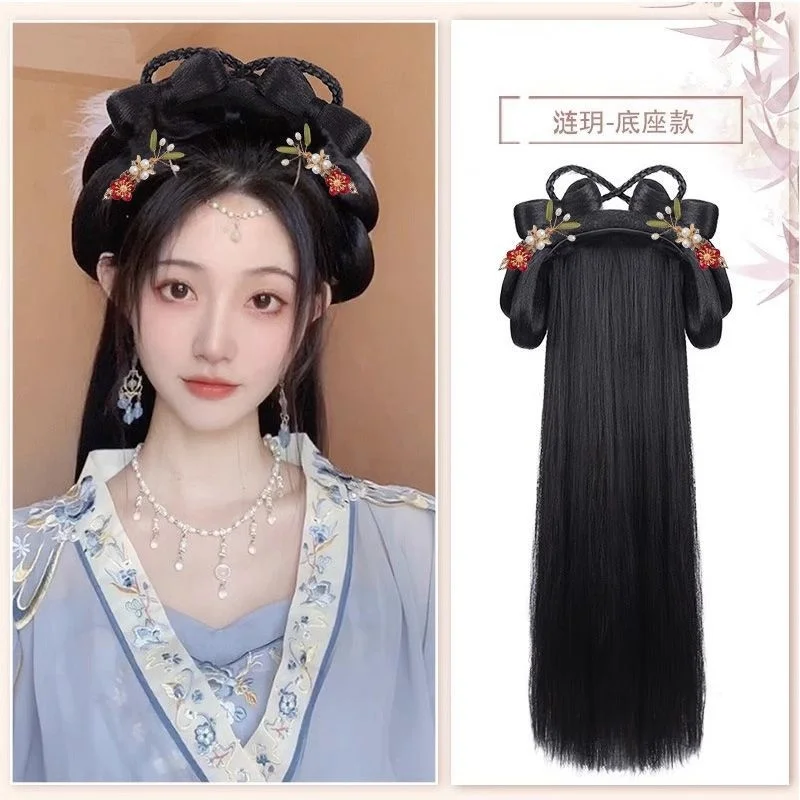 Peluca Hanfu Antigua China para niñas y mujeres, para el cabello con accesorio conjunto completo, estilo técnico de cine y televisión