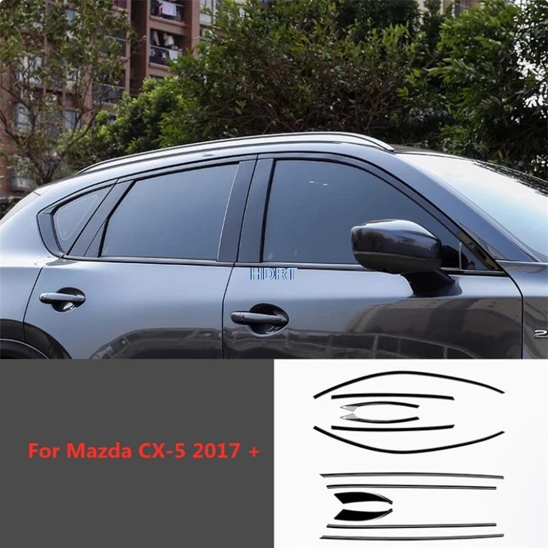 Car Style Protector Decoration Accessories Exterior Sticker Window Molding Cover Glass Side Trim Strip For Mazda CX-5 CX5 2017 +