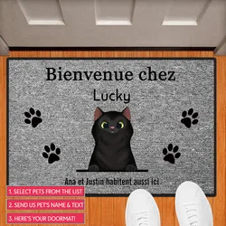 Bienvenue Chez Pet Home Doormat Personalized Dog Cat Mat Rug Hallway Doorway Floor Mats Carpet Home Decor Accessory