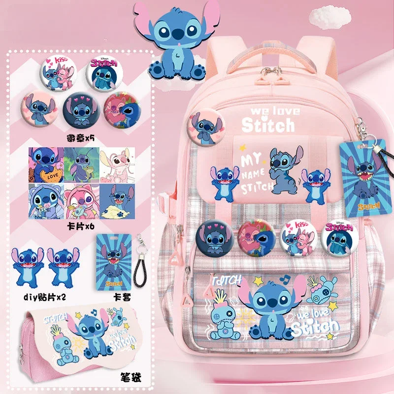 Disney Stitch Animation Peripheral Creative Cartoon Cute Print mochila informal ligera de gran capacidad versátil para estudiantes, regalo