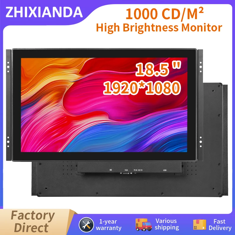 Outdoor 18.5 Inch 1000 Nits High Brightness Open Frame Monitor Waterproof Industrial Flat True Capacitive Touch Screen Display