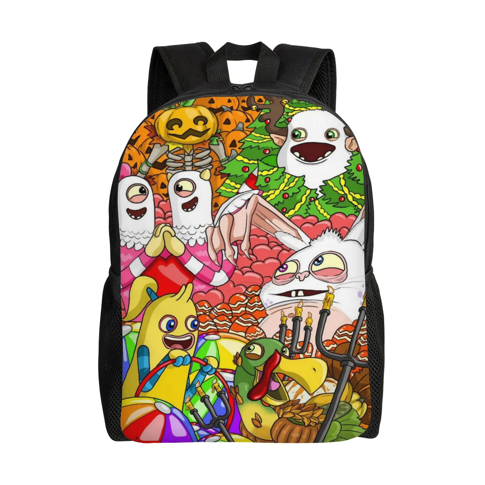 My Singing Monsters  Backpack  Teen Polyester Hiking Backpacks Big Style High School Bags Rucksack
