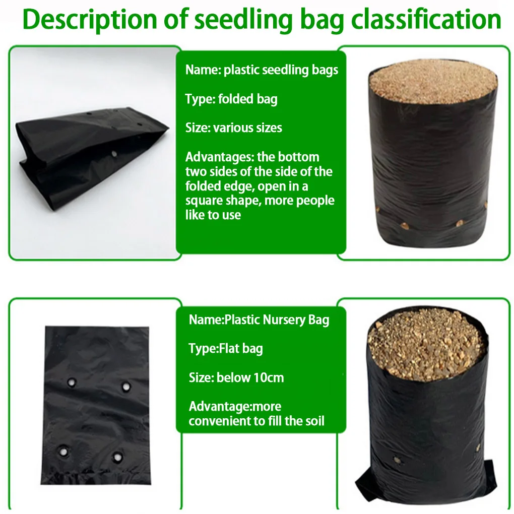 

200PCSNursing Growing Bags Pouch Black Plastic Pockets Breathable Garden Cultivation Indoor Outdoor Cultivation Planting Planter