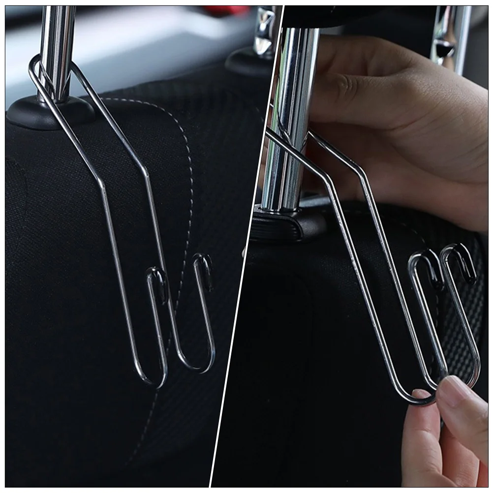 8 Pcs Hangers Car Seat Hook Storage Hooks Coat Stainless Steel Back Black Anti-rust Backseat Racks for Headrest