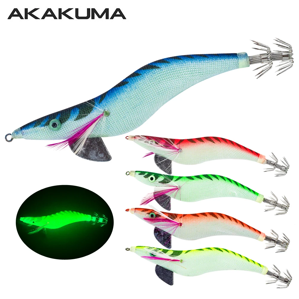 5 Stück Garnelen-Köder 12/13cm Tintenfisch-Angelköder Leuchtender Köder mit 3D-Augen Tintenfisch-Angelhaken für Meeresfischerei