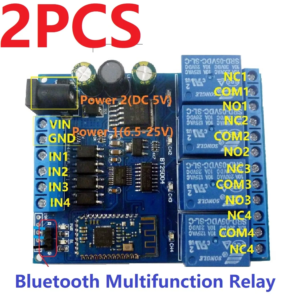 4-Channels 2x DC 12V 24V Bluetooth Multifunction Relay Board IOS Android phone Remote control switch Module