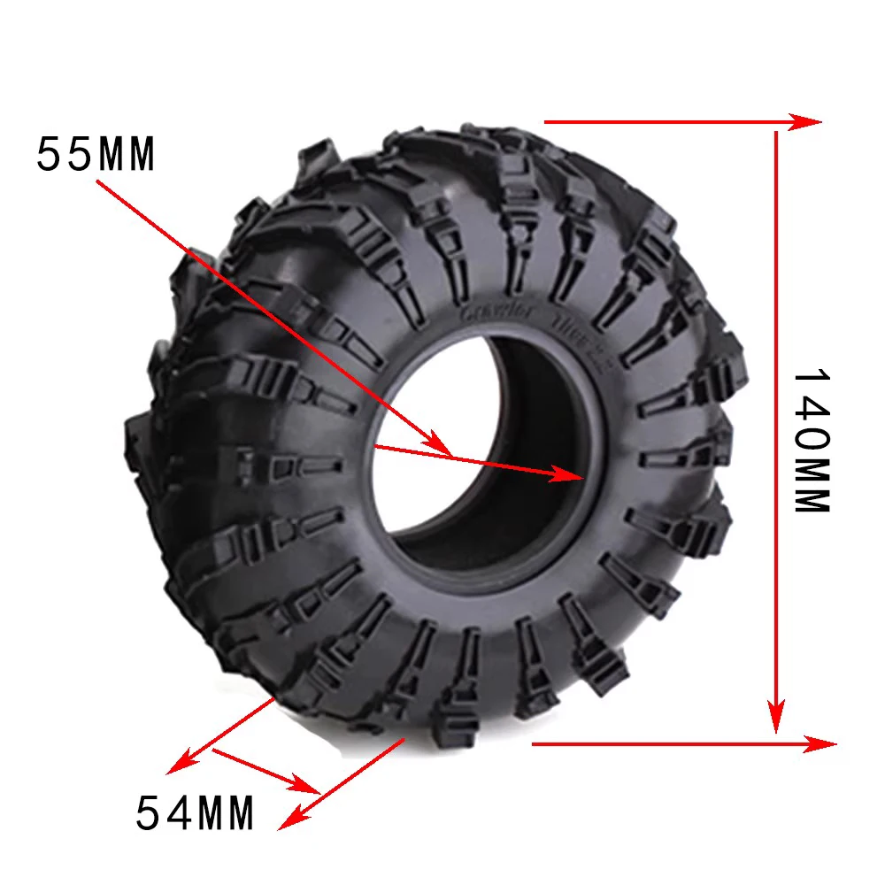 Samochód Rc 2. 2-calowe koła super miękkie gumowa opona 140mm * 54mm dla 1/10 gąsienica Rc with Trax osiowy Rr10 Scx10 Wrangler Yeti 90026