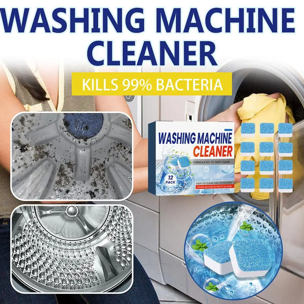 

Washer Smell Remover 12pcs Mild And Fast-Acting Tablets For Washer Cleaning Laundry Supplies For Automatic Washing Machine D6B4