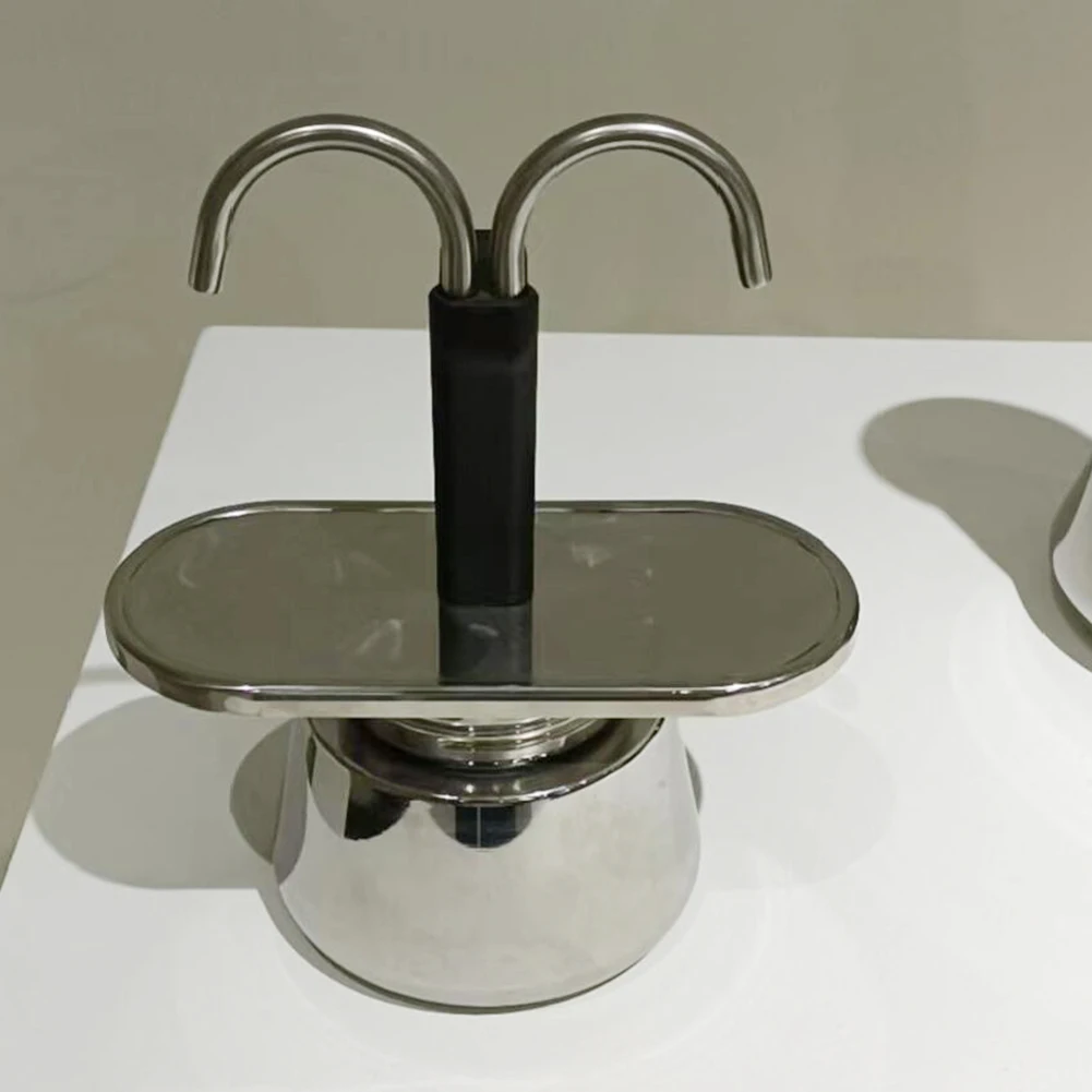 وعاء موكا ذو أنبوب واحد/مزدوج يجعل القهوة اللذيذة 304 إبريق قهوة من الفولاذ المقاوم للصدأ سهل التشغيل وعاء تنظيف سريع 1/2/4 أكواب