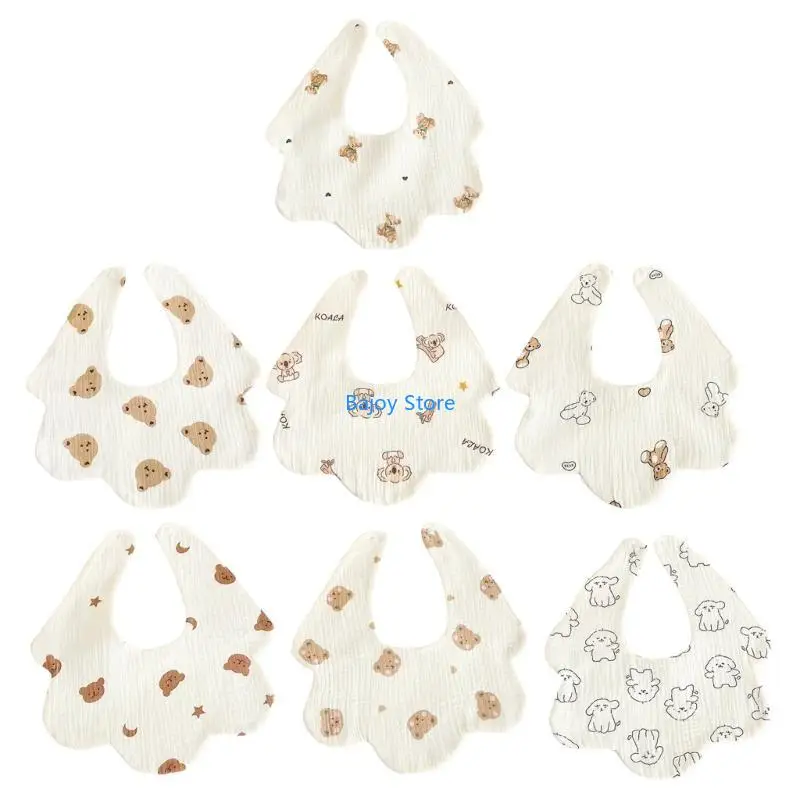 

63HE Waterproof Baby Bibs 4 Layer Burp Cloths Baby Bibs Drooling Apron for Toddlers