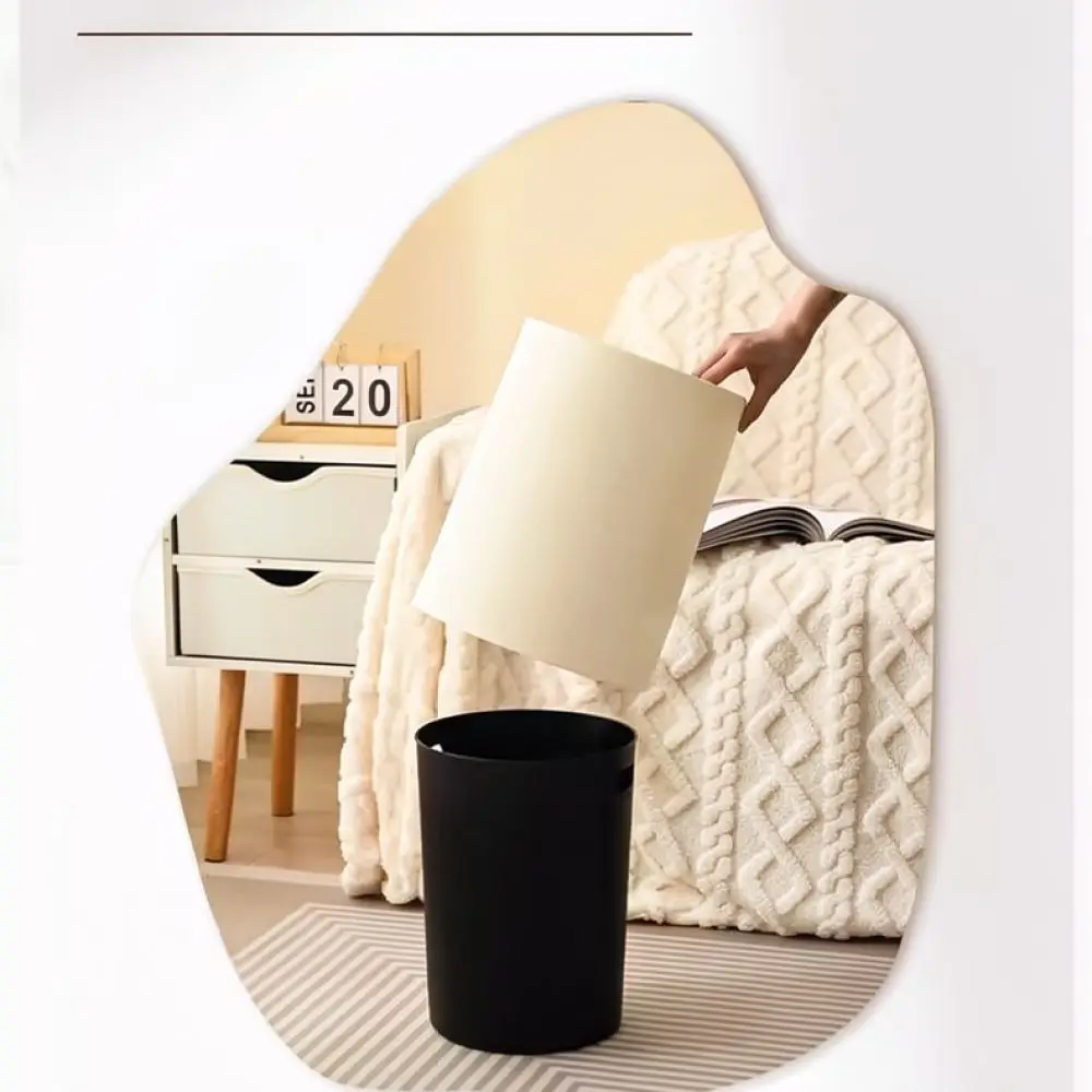 Minimalist Design Trash Can Durable Plastic Waste Container Large Capacity Storage Bucket For Household Bathroom Desk