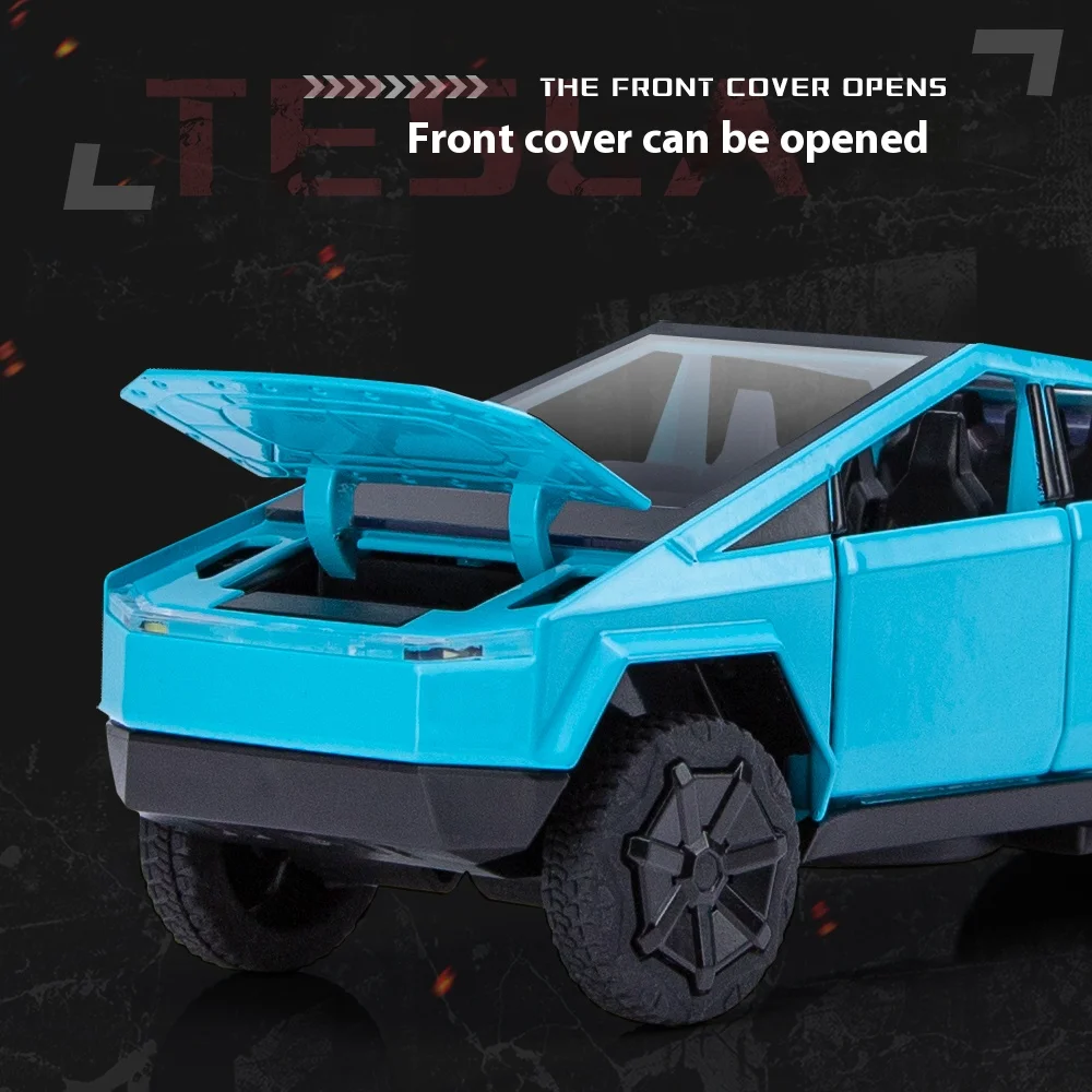 Camión Cybertruck para niños, modelo de aleación, juguete para niño, sonido de simulación, colección de modelos de coches, regalos, decoraciones de escritorio, 1/32