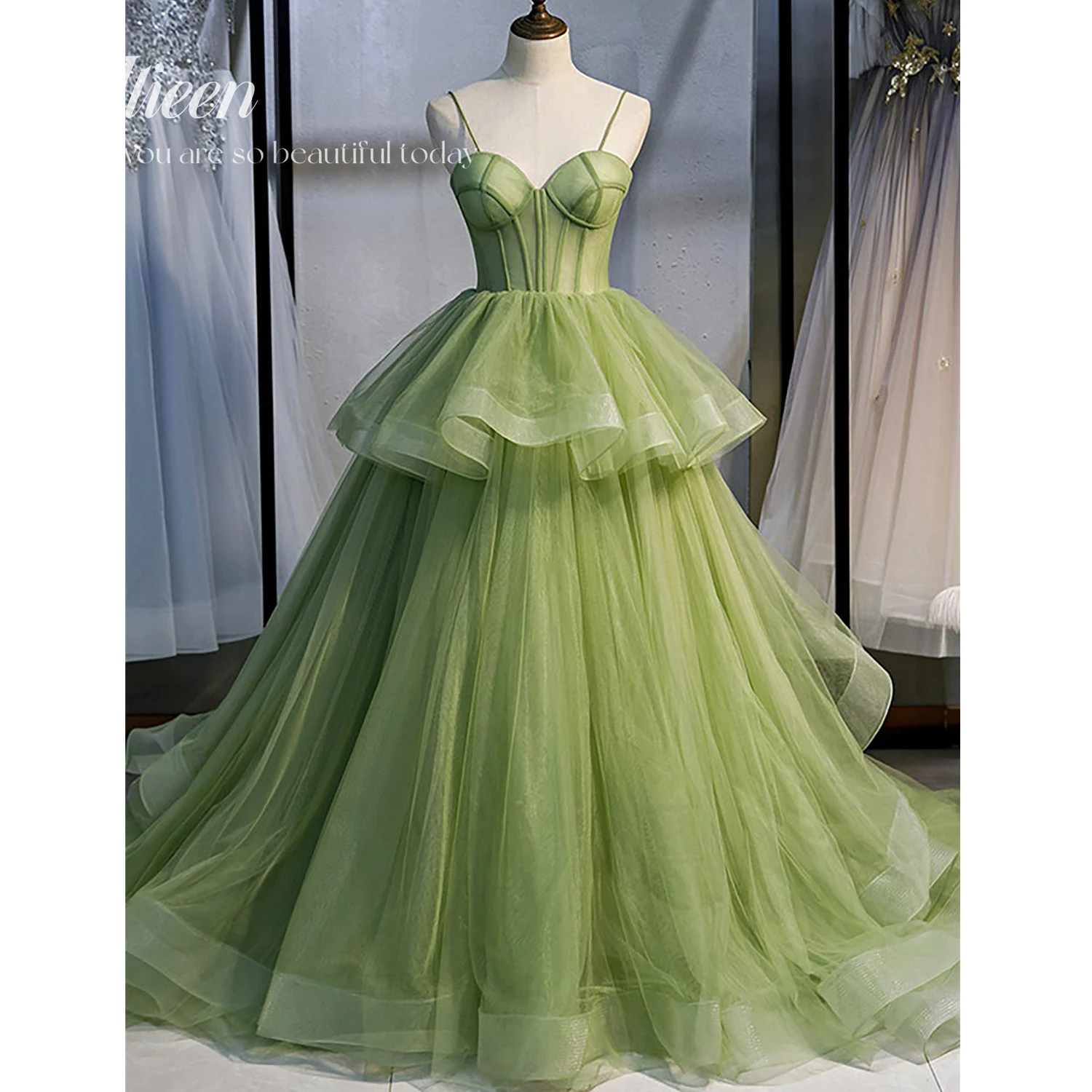 Sweetheart Sharon Happy Evening Dress Customized Prom Chiffon Cocktail of Dresses for Women Party Wedding Evening Green Skirt