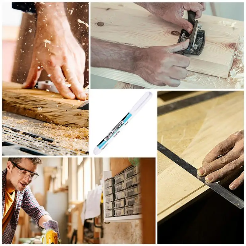 قلم طلاء أبيض دائم ، مقاوم للماء ، سريع ، قائم على الزيت ، سريع ، علامات خشبية