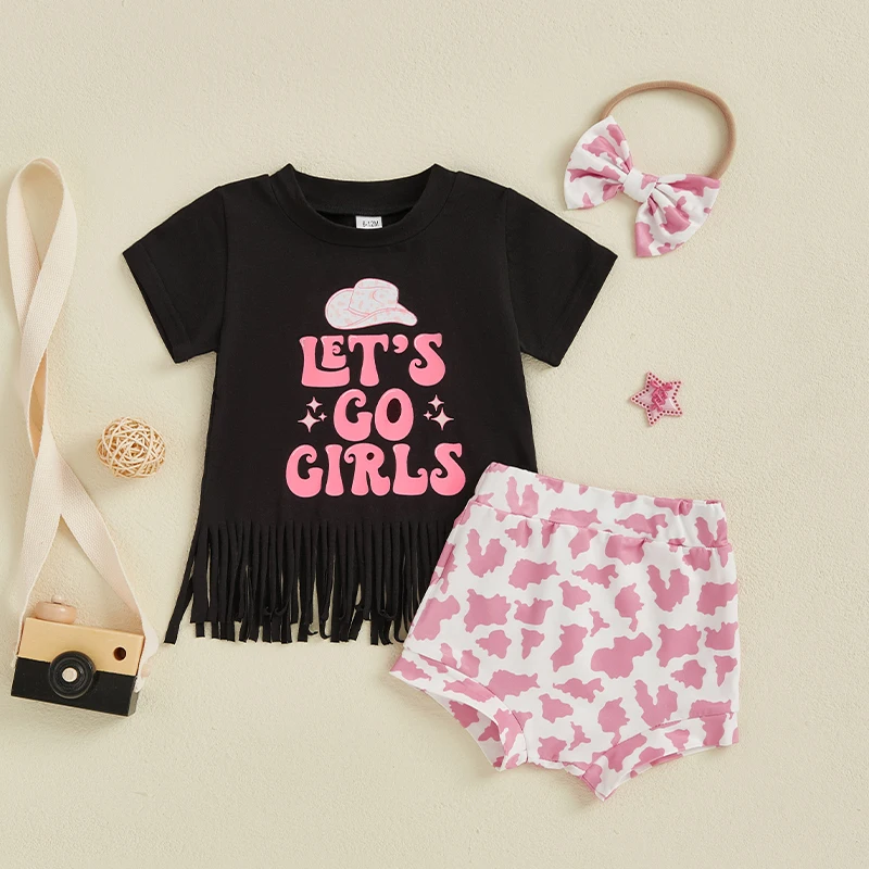 

Одежда для маленьких девочек, весенне-летние топы с короткими рукавами и кисточками для новорожденных девочек + шорты + повязка на голову, одежда