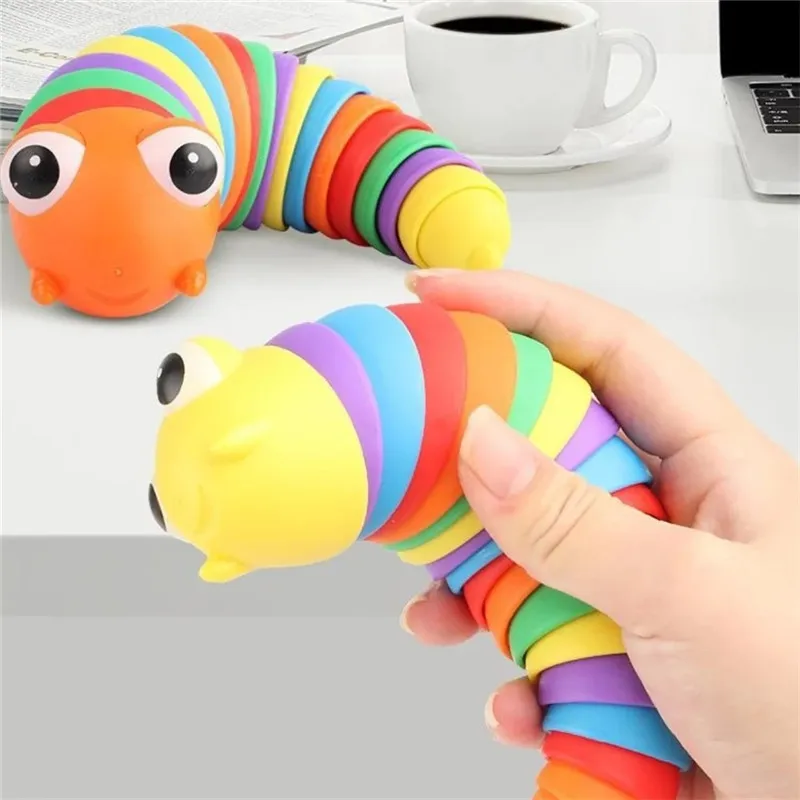 Colorful Simulation Caterpillar Antistress Toy Funny Fidget Decompression Articulated 3D Stress Reliever Gift Toy for Kids Adult