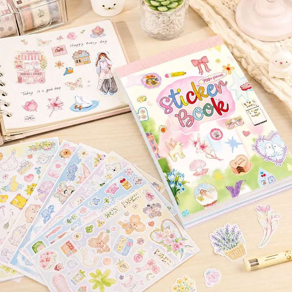 Art Paper Die Cut Sticker Book Die Cut Cute Cartoon Cartoon Sticker Book Colorful Prints Self Adhesive Decorative Sticker Book