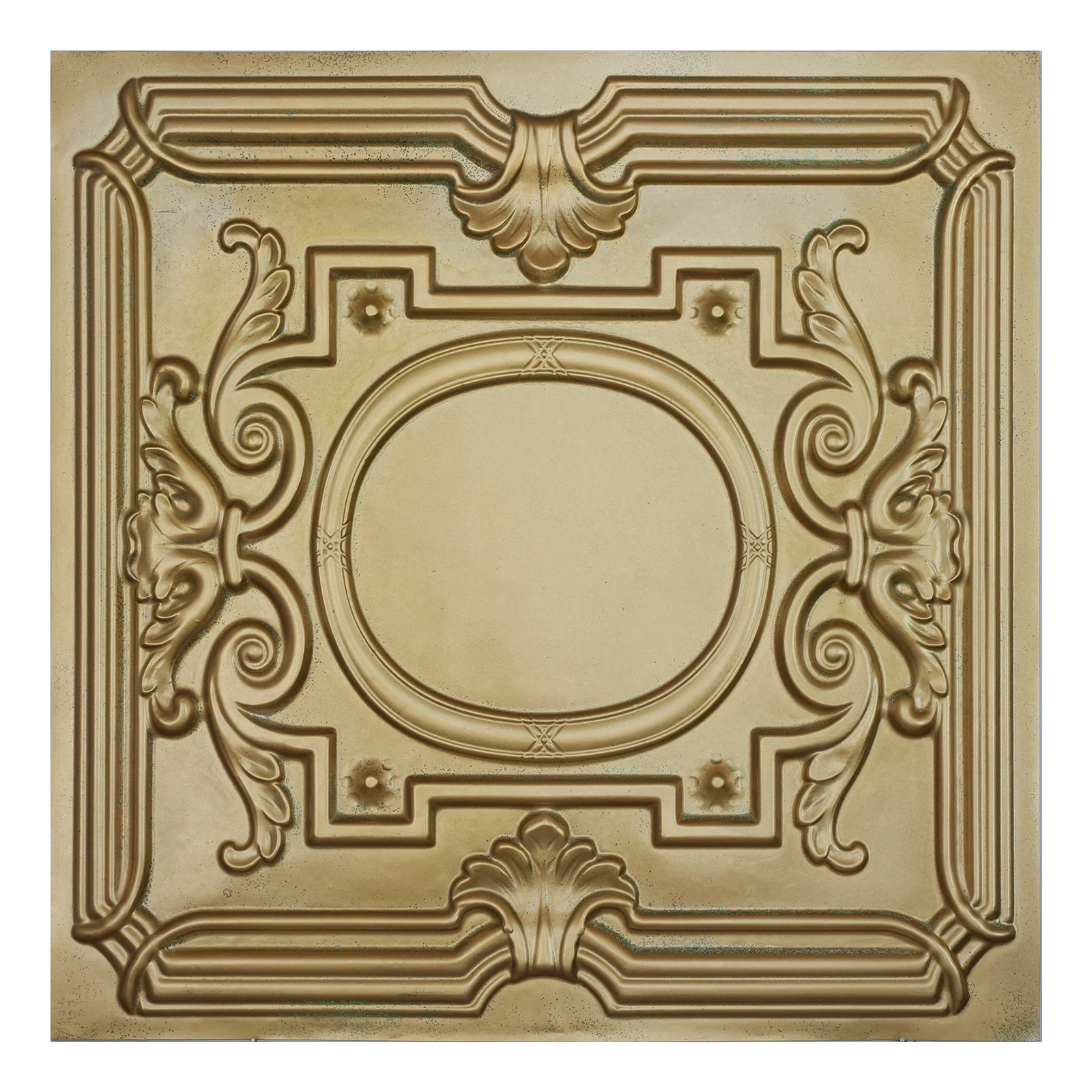 Pressed Tin Ceiling Tile, Embossed wall panels, for Cafe Club PL15 Brass verdigris 10pcs