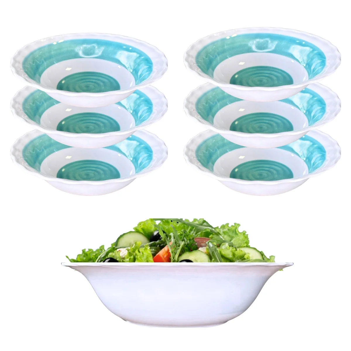 6 Bowl Bowl 1200ml Salad Bowl in Melamine Spiral 1.2L Luxury