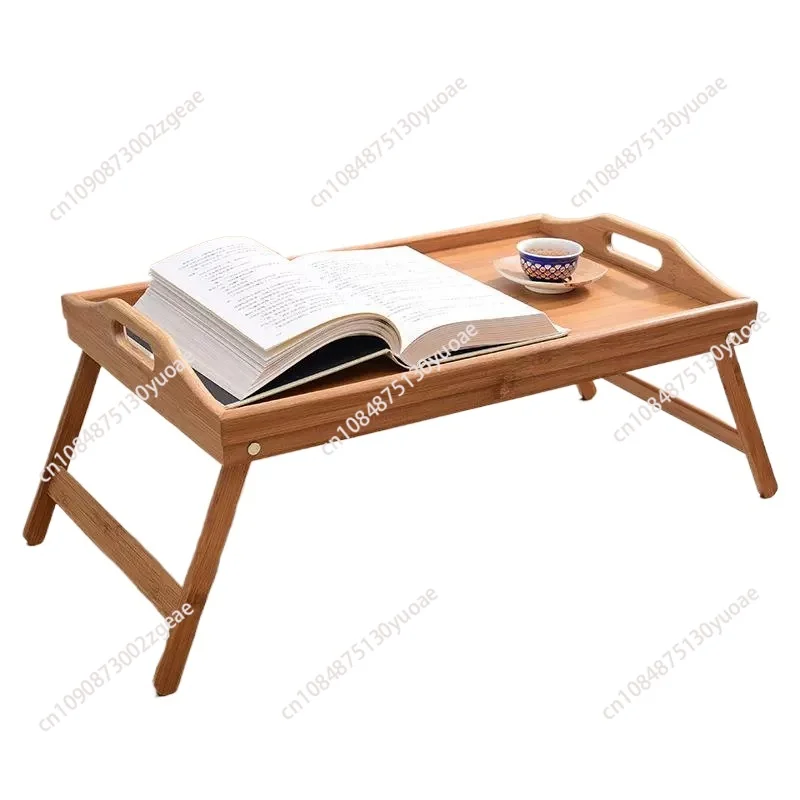 

Wooden Bed Folding Table Home Bedroom Sitting Ground to Eat Table Tray Acacia Wood Computer Bed Table