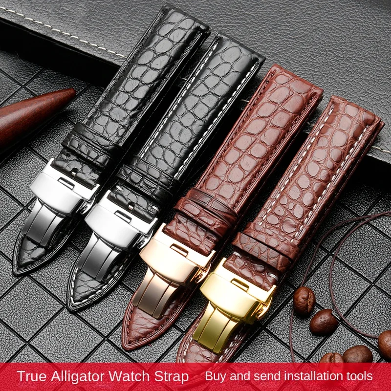 For Longines Omega Tissot Mido Seiko IWC Crocodile Skin Watchband 19mm 20mm 22mm 23mm Men\'s Watch Strap Genuine Leather Bracelet