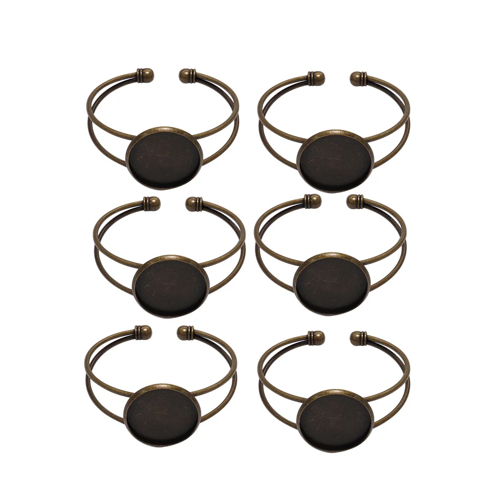 

6 шт., 25 мм, круглые медные ободки для браслета для изготовления ювелирных изделий, поделки своими руками, поднос для подвески из смолы, бронзовая установка драгоценных камней