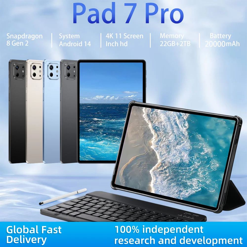 

HOT Original Pad 7 Pro Tablet Tab 10.1 inch Android Global Edition Snapdragon8 Core 22GB+2TB 20000mah 5G Dual SIM WIFI