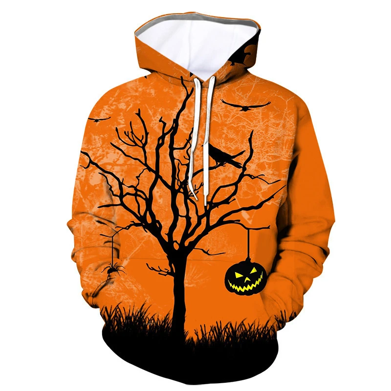 

Halloween 3D digital printing best-selling loose men's hoodie personalized pumpkin pattern hoodie men and women the same style