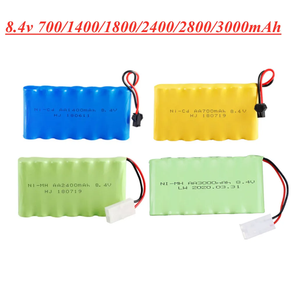 8.4V 700/1400/2400/2800mAh/3000mah Ni-MH Ni-CD battery For Rc Car Tanks Trains Robot Boat Gun Toys AA 8.4v Rechargeable Battery