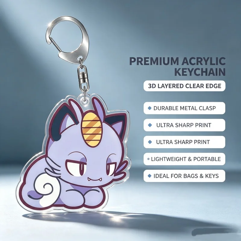 Keychain for Pokemon Skitty Espeon Rosa LillieAcrylic Homemade Cartoon Anime Backpack Pendant Decoration Collection Fans Gift5cm view 3