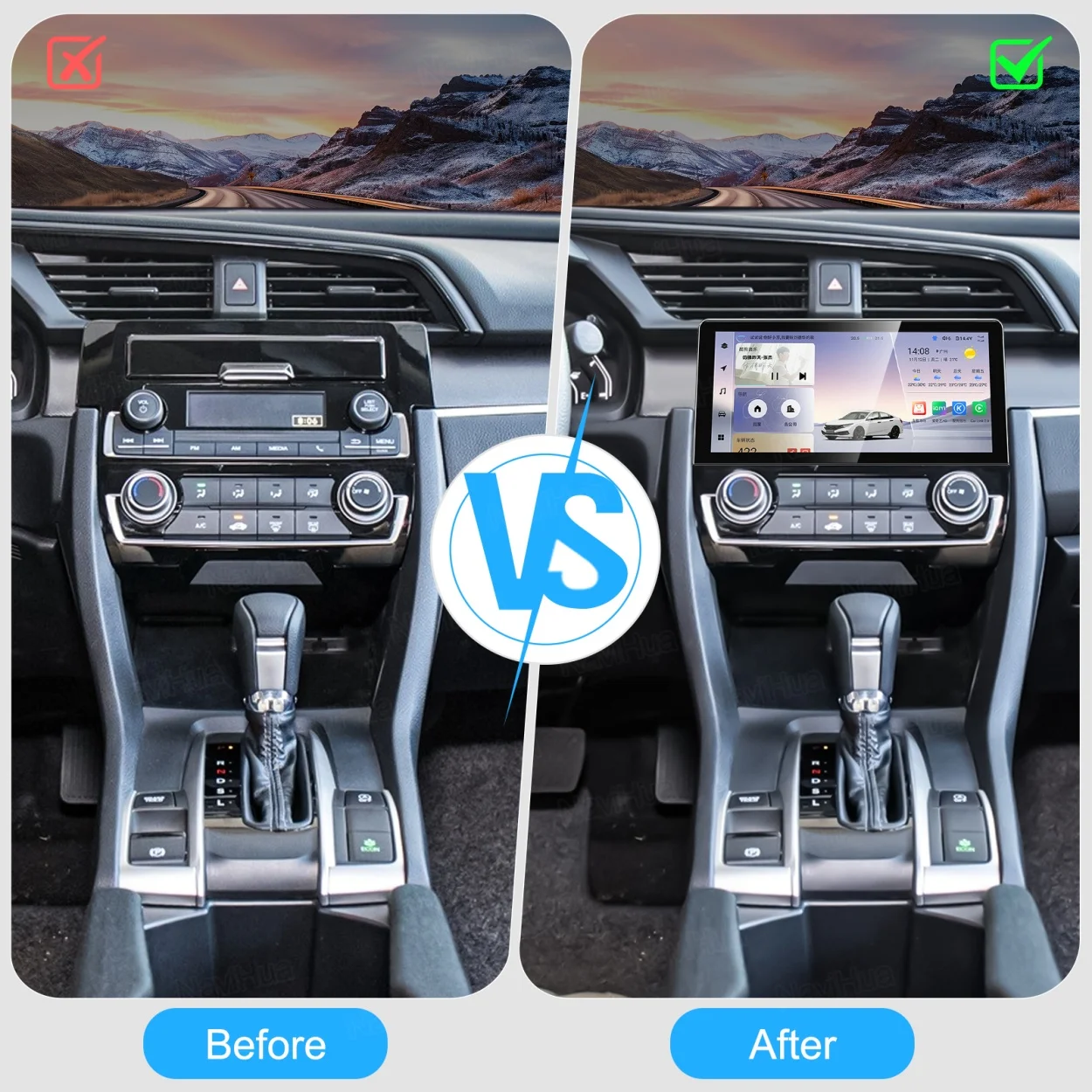 New 10.33 Inch Multimedia Android Car Radio For Honda Civic 2016 2021 Auto Head Unit Monitor Upgrade Carplay Navigation