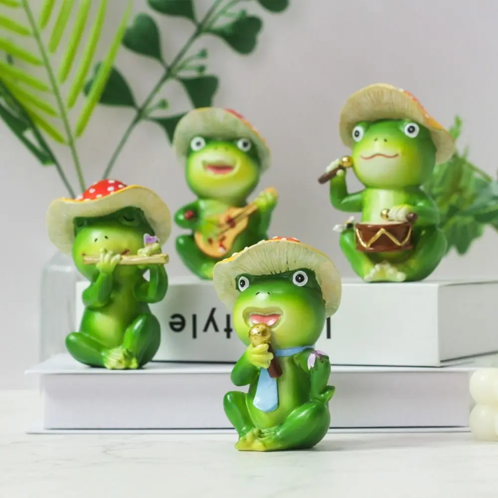 Desktop Ornament Resin Frog Statue Creative Cute Animal Sculpture Simulated Funny Miniatures Figurine Courtyard