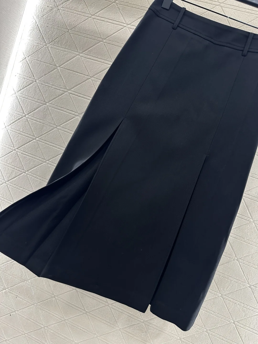 Nuevo elegante, moderno, minimalista Logo longitud media plisado cintura alta A-line media falda ropa de mujer