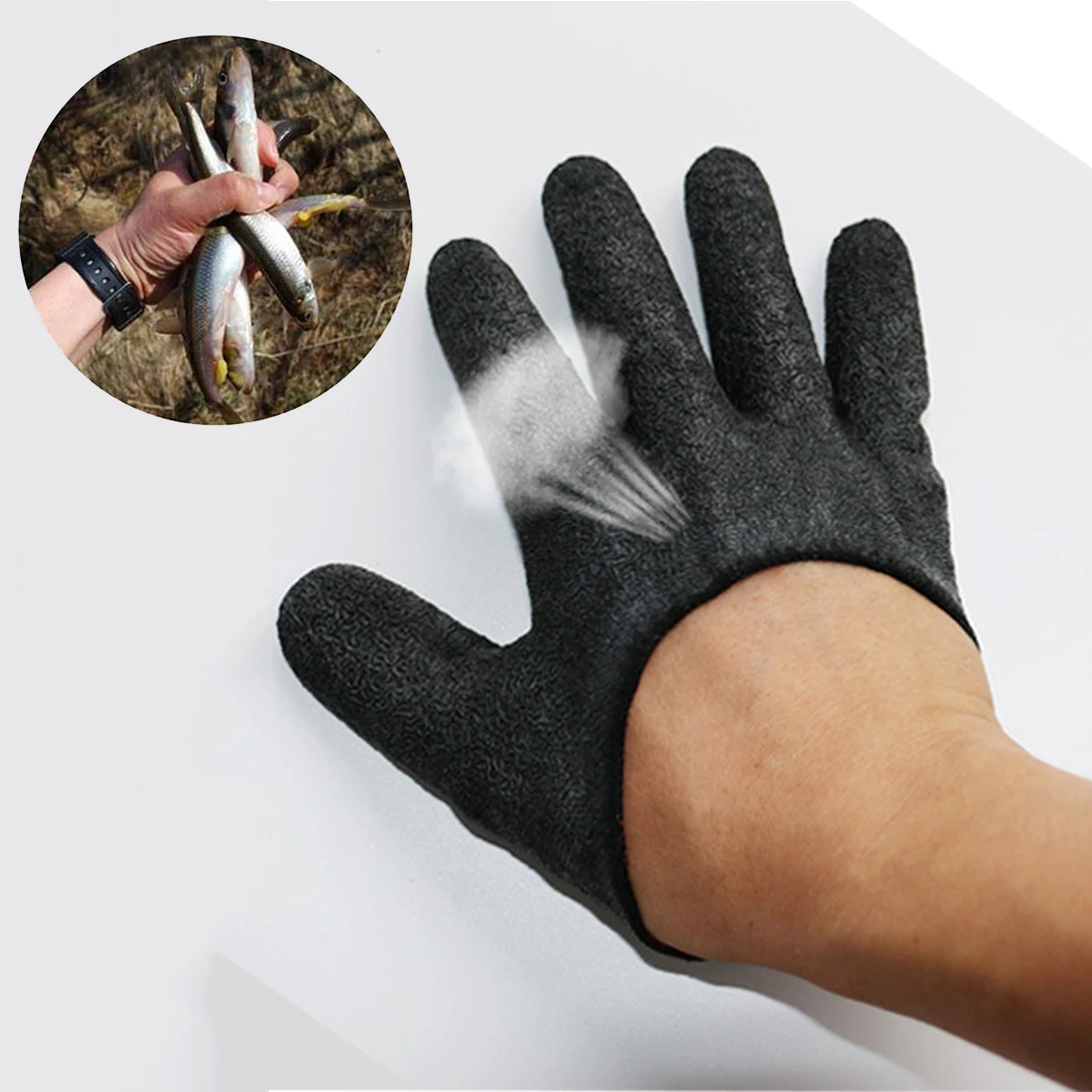 Gripping Gloves Anti-slip Durabl Knit Full Finger Waterproof Work Cutproof Clasp Left Right Protect Glove