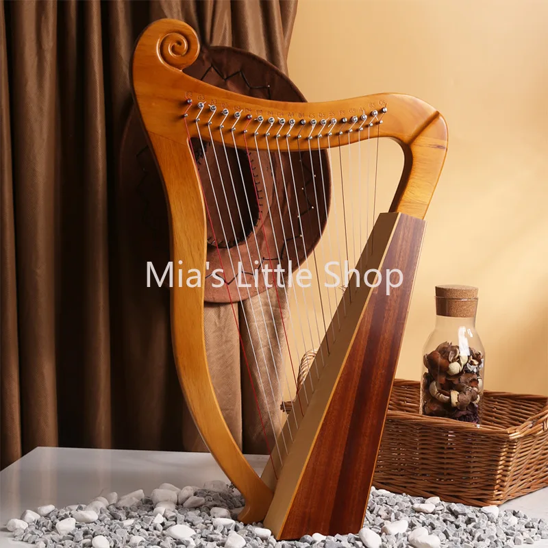 15 String Lyre Harp for Beginners Small Portable Mahogany Harp Instrument with Bag