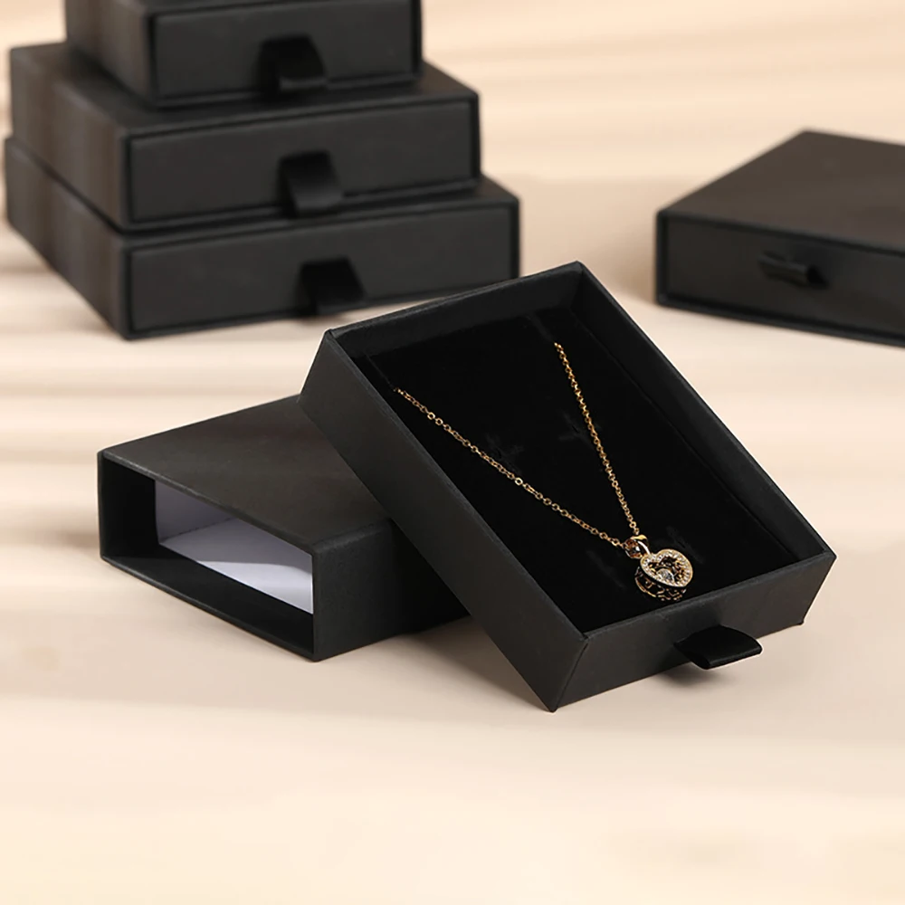 Drawer Jewelry Box Jewellery Packing Boxes Ring Earrings Pendant Necklace Bracelet Storage Carton Sliding Travel Organizer Case