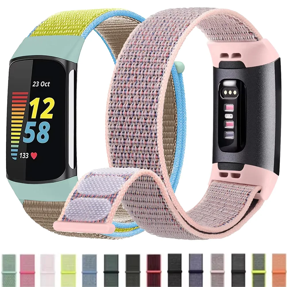 Nylon Braided Loop Strap For Fitbit Charge 6/5 Smart Watch Breathable Correa Watchband For Fitbit Charge 5/6 Sports Accessories