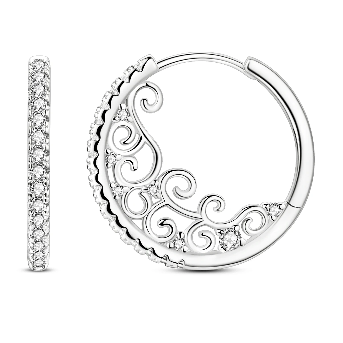 

925 Sterling Silver Hoop Earring Vintage Pattern Round Circle Earring Woman Jewelry Gift