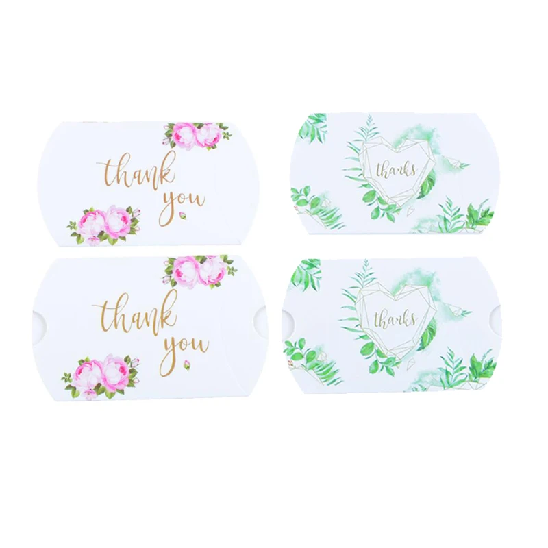 50/100PCS Kraft Paper Pillow Shape Tank you Candy Box Gift Box Baby Shower Wedding Favors for Guests Party Supplies Accessories