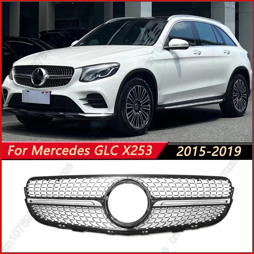 

Front Grille Radiator Grill Middle Mesh Tuning For Mercedes Benz GLC-Class X253 2015-2019 GLC250 GLC300 GLC350 Diamond Style
