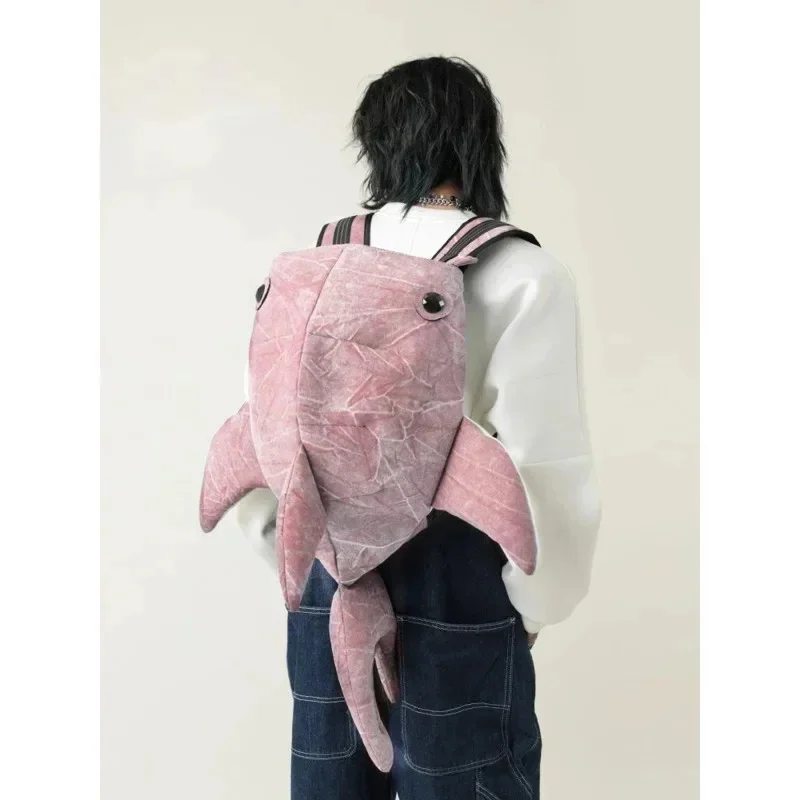 Whale Shark Shape Backpack Cartoon Personalized Animal Travel Bag Chic Large Capacity Durable Knapsack Student Schoolbag