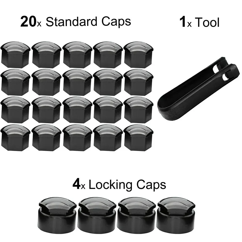 24Pcs 17MM Car Wheel Nut Caps Protection Covers For Opel BMW Anti-Rust Hub Screw Cover Tyre Wheel Hub Nut Cap With Removal Tool