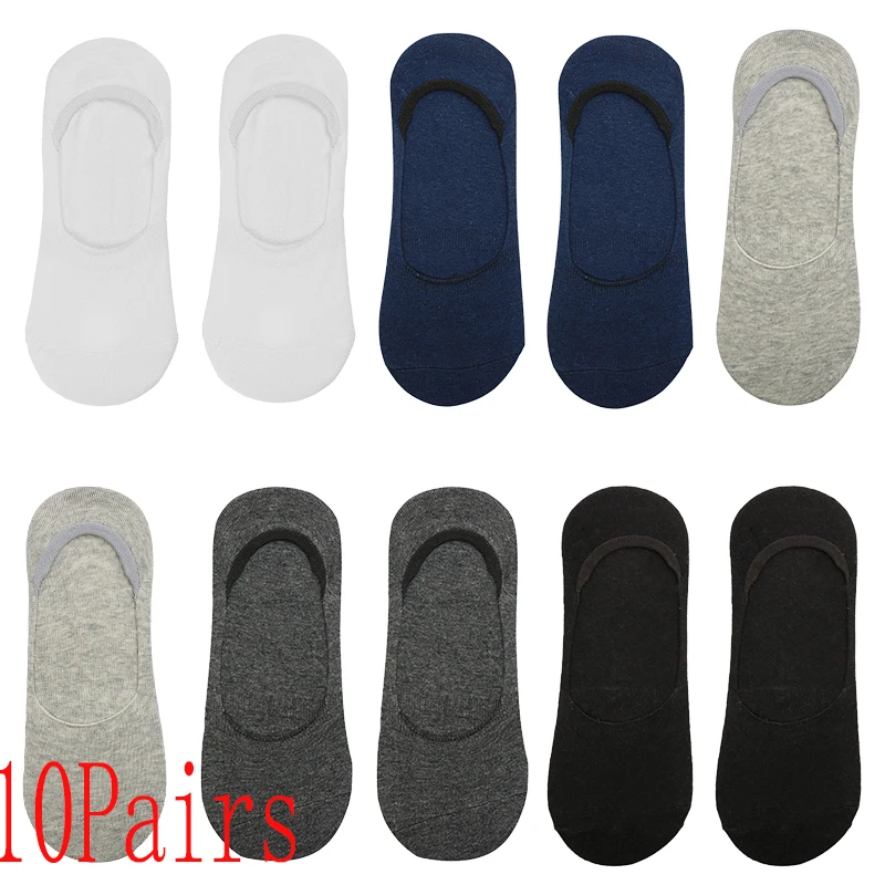 

10 Pairs/Lot Men's Bamboo Breathable Invisible Socks Low Cut Casual Cotton Boat Non-Slip No Show High Quality Sock