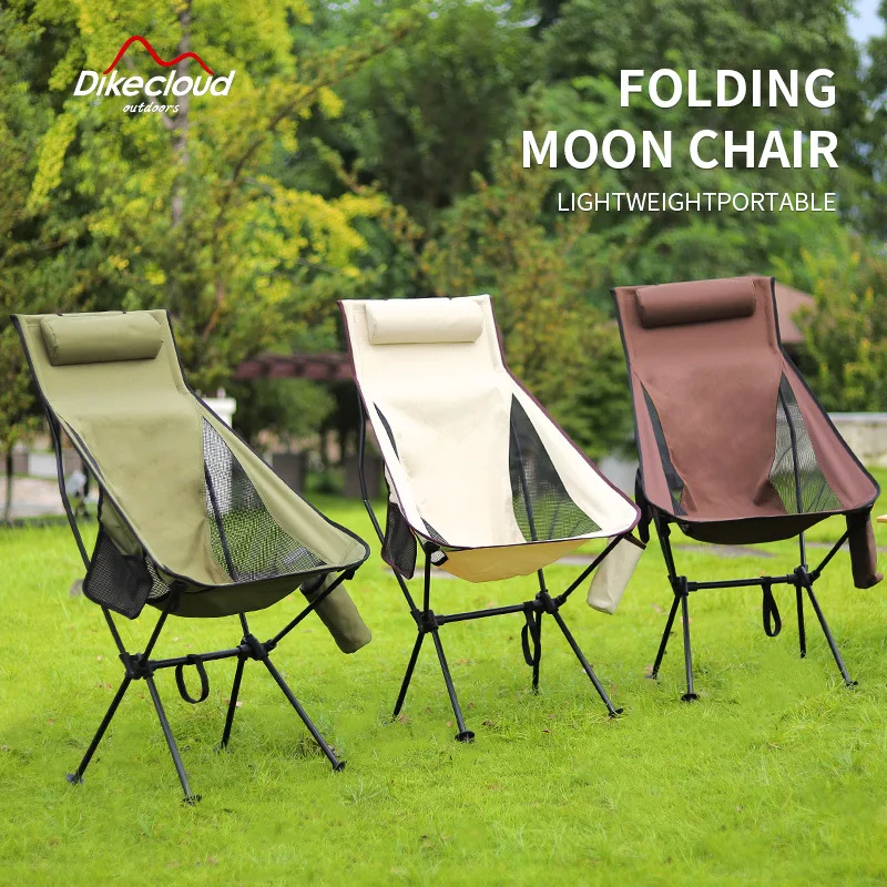 

Portable Folding Camping Chair Cup Bag Headrest Lightweight Tourist Chairs Aluminum Alloy Outdoor Fishing Chair Lounge Chair